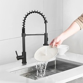 Kuchynská batéria s flexibilnou hadicou, odnímateľnou sprchovou hlavicou, čierna
