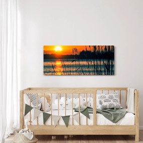 Obraz - Západ slnka nad jazerom (120x50 cm)