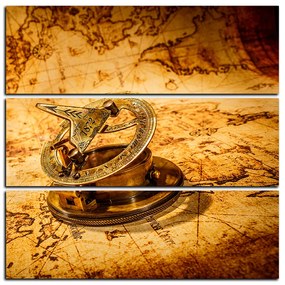Obraz na plátne - Kompas na mape antického sveta - štvorec 3999C (105x105 cm)