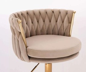 LuxuryForm DESIGN Stolička LYON VELUR na zlatej podstave s kolieskami - latte