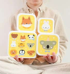 A Little Lovely Company - súprava štyroch desiatových škatuliek - zvierací kamaráti