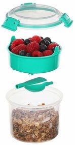 SISTEMA Box na jogurt a müsli, 2 komory+lyžica, SISTEMA, 530ml, mix farieb Farba škatuliek SISTEMA: Modrá