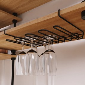 Závesný kovový držiak na poháre v čiernej farbe DECO 38x26x7 cm