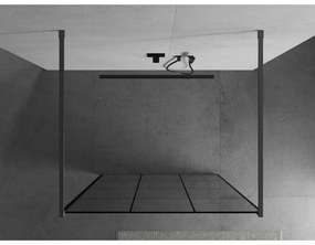 Mexen Kioto, sprchová zástena Walk-In 110 x 200 cm, 8mm číre sklo čierny vzor, grafitový profil, 800-110-002-95-77