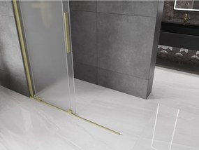 Mexen Velar, sprchová zástena s posuvnými dverami Walk-in 150 x 200 cm, 8mm sklo námraza, zlatá matná, 871-150-000-33-55