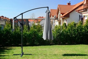 Zahradní slunečník s ochranným obalem BANANA 300 cm šedý