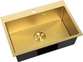 Mexen Solix, 1-komorový nerezový drez 650 x 450 mm, brúsená zlatá, vzor voština, 6403651000-55HC