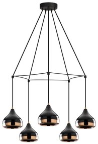 Luster na lane YILDO 5xE27/40W/230V čierna/medená