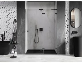 Mexen, Mexen Lunar L výklopné pravé sprchové dvere 140 cm, priehľadné, pištoľovo šedé kartáčované - 834L-140-000-66-00-P