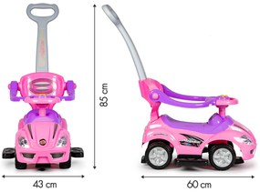 MULTISTORE Detské odrážadlo autíčko 3v1 - ružové
