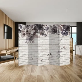 Paraván - Múr s kyticou (210x170 cm)