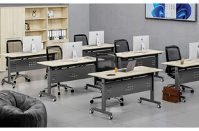 Mobilný stôl PRIMO MOBI, 1800 x 600 mm, biela podnož, čerešňa