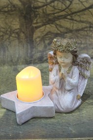 Ružovo zlatý anjelik s hviezdou LED 14cm