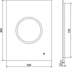 Mexen Koga, LED kúpeľňové zrkadlo s podsvietením 60 x 80 cm, 6000K, ochrana proti zahmlievaniu, 9821-060-080-611-00