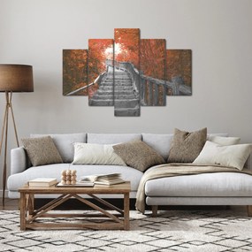 Obraz - Schody v prírode, oranžová (150x105 cm)