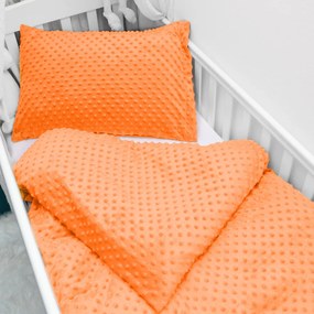 Biante Detské posteľné obliečky do postieľky Minky 3D bodky MKP-022 Oranžové Do postieľky 90x140 a 50x70 cm