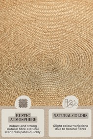 Hanse Home, Kusový koberec Jute Braided 106005 Gold kruh, 100x100 (priemer) kruh, béžová, chodba / predsieň