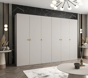 Šatníková skriňa 300 cm Parna 1 (kašmír + zlatá). Akcia -20%. Vlastná spoľahlivá doprava až k Vám domov. 1125909