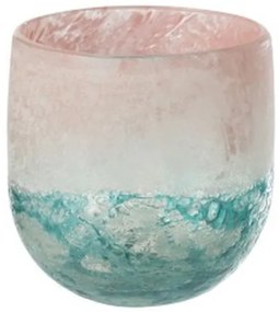 Tyrkysovo - ružový sklenený svietnik Blush S - Ø11 * 11 cm