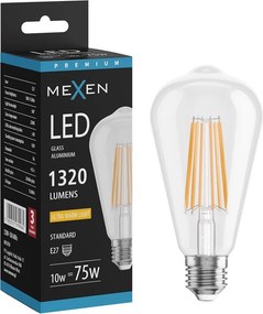 Mexen Vintis, LED filamentová žiarovka E27, ST64, 10 W, teplá biela 2200K, číra, L152-E27-1022-00
