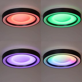 Stropné svietidlo čierne vrátane stmievateľného RGBW LED s diaľkovým ovládaním - Arco