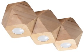 Stropné svietidlo Woody, 3x drevené tienidlo