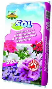 Substrát SOL pre Pelargónie a rastliny 20 lit SUB-00523