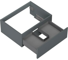 Mexen Rivel, kúpeľňová skrinka 60 cm, 1 zásuvka, drážkovaná, grafitová matná, 91A20-06023-1-BF66