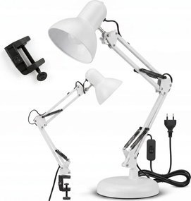 Smart LED Biela kovová stolná lampa nastaviteľná s klipom 1xE27