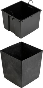 PLASTOVÝ KVETINÁČ FLORE 41X39,5X39,5 CM IMITÁCIA BETÓNU ČIERNA