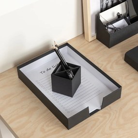 HILDA šesť-dielny čierny stolový organizér zo 100% recyklovateľného papiera