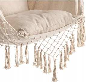 Béžové závesné kreslo PALAK s bielym stojanom