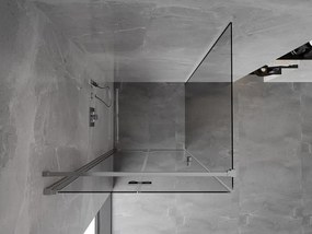 Mexen Mist-F T, 1-krídlový skladací sprchový kút ľavý 85 x 85 cm, číre sklo, chrómový profil, 8A6T-085-085-01-00-L