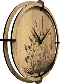 Drevené nástenné hodiny s prírodným motívom Dizajnová dekorácia | SENTOP HDF0587-GOLD-OAK
