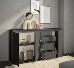 Široká komoda so šuplíkmi Brest, 160 cm, antracitová