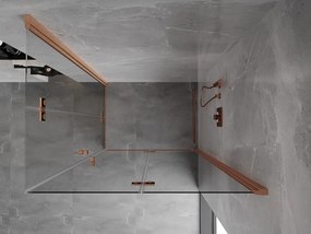 Mexen Mist-F Duo, skladací sprchový kút 75 x 85 cm, priehľadný, brúsená meď - 8A6-075L-085P-65-00