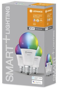 LEDVANCE Sada 3x inteligentná LED žiarovka SMART+ WIFI, E27, A100, 14W, 1521lm, 2700-6500K, teplá-studená biela, RGB