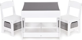 Detský set: stolík s obojstrannou tabuľou + 2 stoličky ECOTOYS (MDF, úložný priestor)