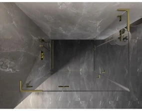 Mexen Lunar, L Duo výklopný sprchový kút 110 x 70 cm, 8mm číre sklo, zlatý matný profil, 834L-110L-070P-55-00