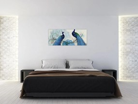 Obraz - Pávy s textúrami (120x50 cm)