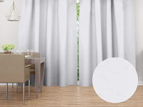 Biante Dekoračný záves TF-011 Popínavé lístky - studená biela 150x210 cm