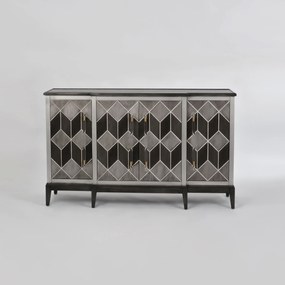 Komoda Stilig ST504 152 cm z masívu sivá/zlatá