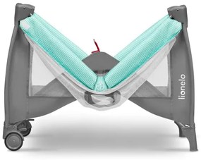 Lionelo - Cestovná postieľka SVEN PLUS šedá/tyrkysová