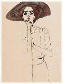 Umelecká tlač Brunette Woman (Female Portrait) - Egon Schiele, (30 x 40 cm)