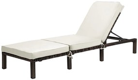 Polohovateľné ratanové lehátko BestBerg BBRF-1140BR / hnedá/krémová