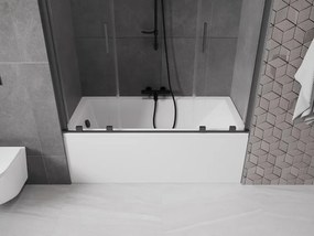Mexen Velar Duo, 2-krídlová posuvná vaňová zástena 160 x 150 cm, 8mm číre sklo, čierny matný profil, 896-160-000-02-70