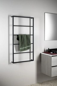 Sapho Sapho, SKA nástenný držiak uterákov s policou 454x1184x252mm, čierna mat, SKA701