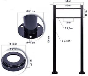 STILISTA poštová schránka so stojanom, oceľ, 33 x 17 cm