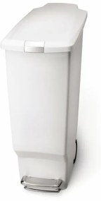 Úzky pedálový kôš 40 l biely plast, biela
