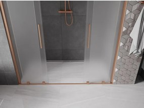 Mexen Velar Duo, posuvné sprchové dvere do otvoru 200 cm, 8mm sklo námraza, medená matná, 871-200-000-32-65